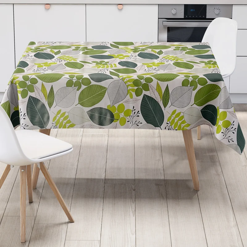 Wachstuch Tischdecke B4052-01 grüne Blätter Laub Dschungel nach Maß eckig rund oval