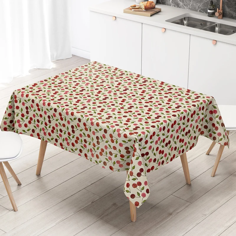 Wachstuch Tischdecke B5059-01 Kirschen rokability meliert beige eckig rund oval Meterware