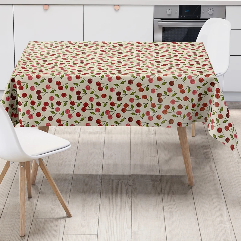 Wachstuch Tischdecke B5059-01 Kirschen rokability meliert beige eckig rund oval Meterware