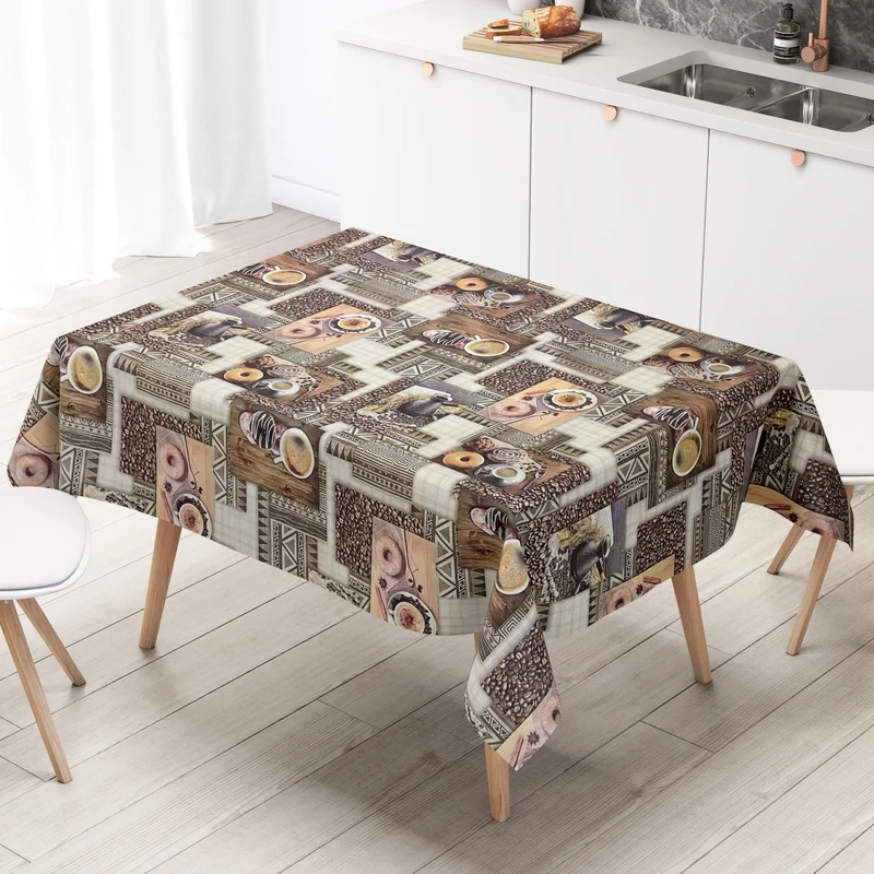 Wachstuch Tischdecke K183A Kaffee Donuts Zimt Küchenmotiv eckig rund oval