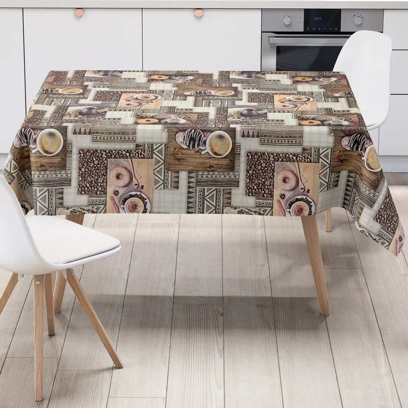Wachstuch Tischdecke K183A Kaffee Donuts Zimt Küchenmotiv eckig rund oval