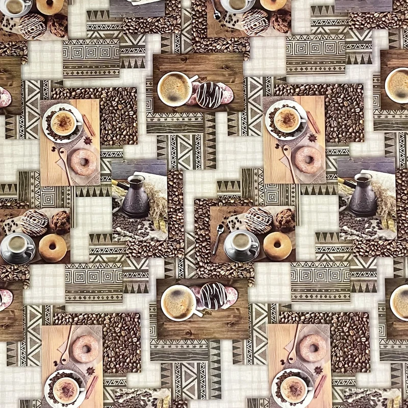 Wachstuch Tischdecke K183A Kaffee Donuts Zimt Küchenmotiv eckig rund oval