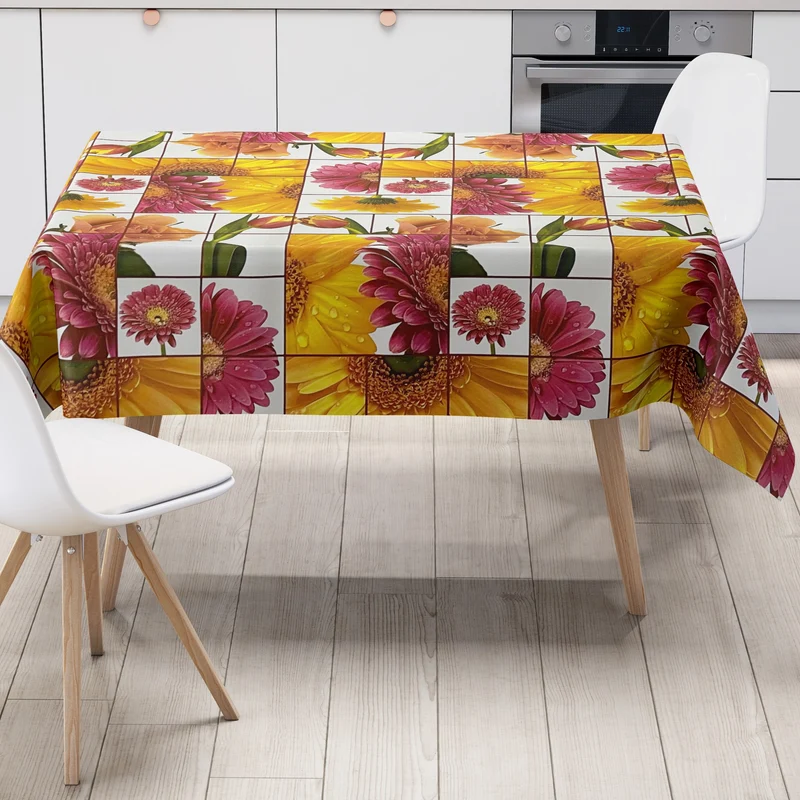 Wachstuch Tischdecke K148A Tulpen Gerbera Frühjahr Garten eckig rund oval