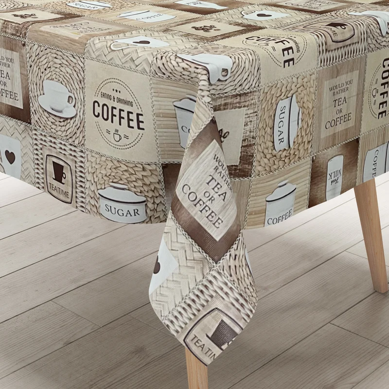 Wachstuch Tischdecke K226A Kaffee Tee Milch Küchenmotiv eckig rund oval