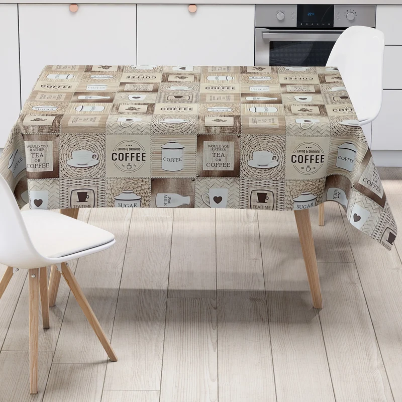 Wachstuch Tischdecke K226A Kaffee Tee Milch Küchenmotiv eckig rund oval