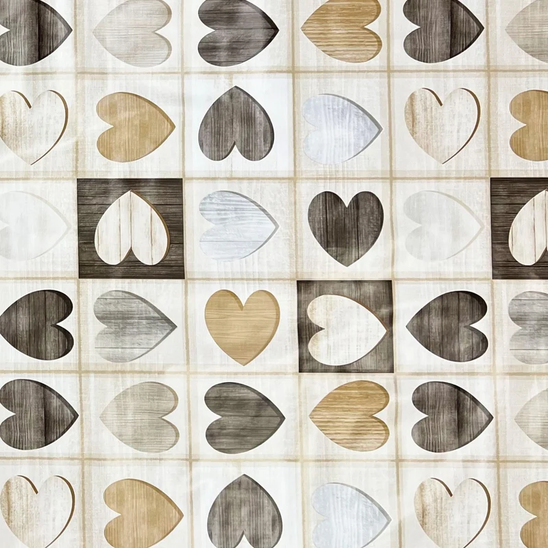 Wachstuch Tischdecke B5051-01 Holz Herzen Love eckig rund oval
