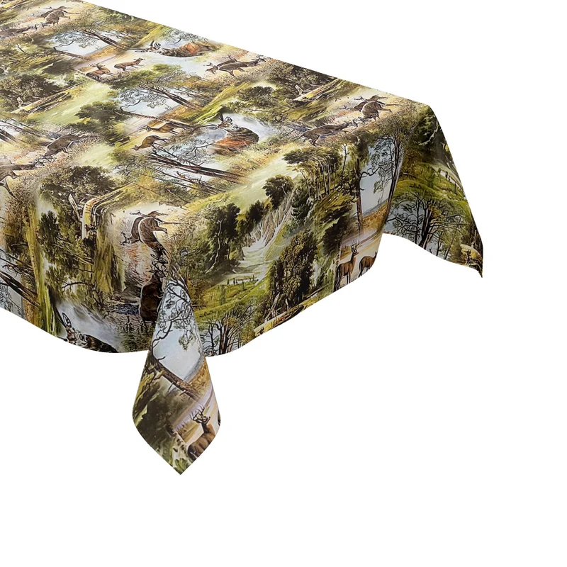 Wachstuch Tischdecke P739-1 Jagdmotiv Wildmotiv Hirsch Reh Wald eckig rund oval