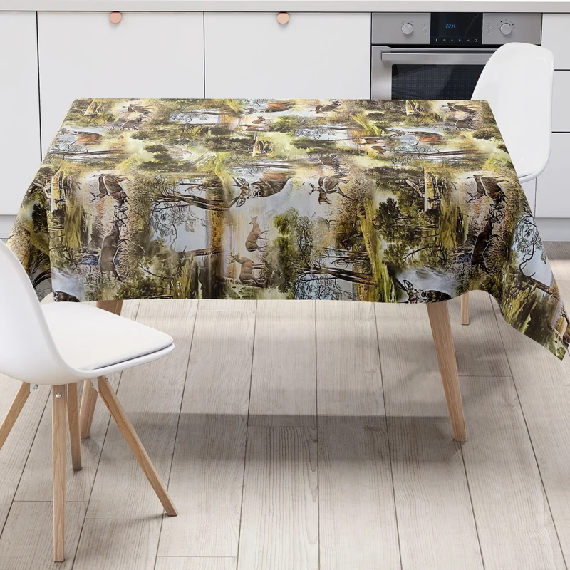 Wachstuch Tischdecke P739-1 Jagdmotiv Wildmotiv Hirsch Reh Wald eckig rund oval