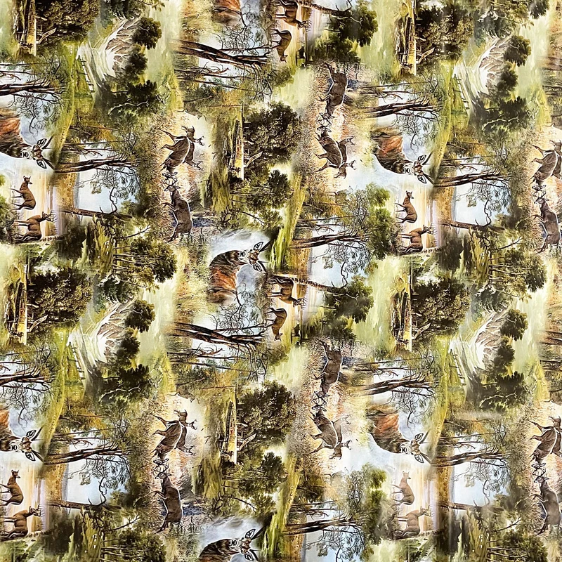 Wachstuch Tischdecke P739-1 Jagdmotiv Wildmotiv Hirsch Reh Wald eckig rund oval