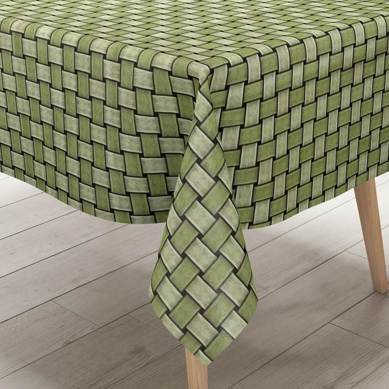 Wachstuch Tischdecke geprägt P1088-2 grün Rattan-Optik geflochten eckig rund oval