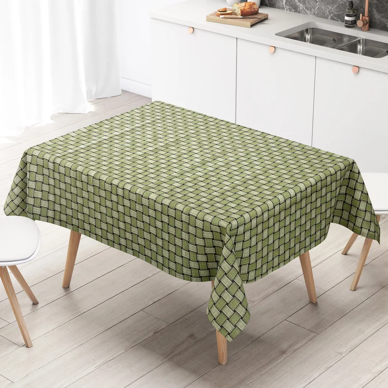 Wachstuch Tischdecke geprägt P1088-2 grün Rattan-Optik geflochten eckig rund oval