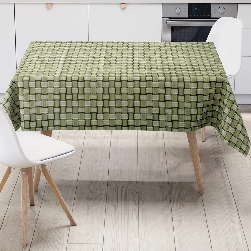 Wachstuch Tischdecke geprägt P1088-2 grün Rattan-Optik geflochten eckig rund oval