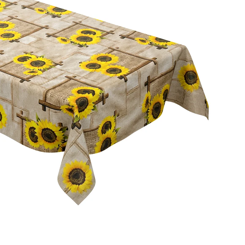 Wachstuch Tischdecke 01433-02 braun Sonnenblumen Blüten Garten Sommer eckig rund oval nach Maß