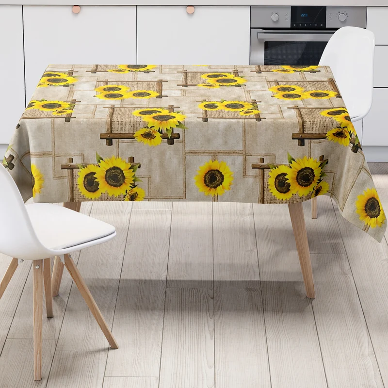 Wachstuch Tischdecke 01433-02 braun Sonnenblumen Blüten Garten Sommer eckig rund oval nach Maß