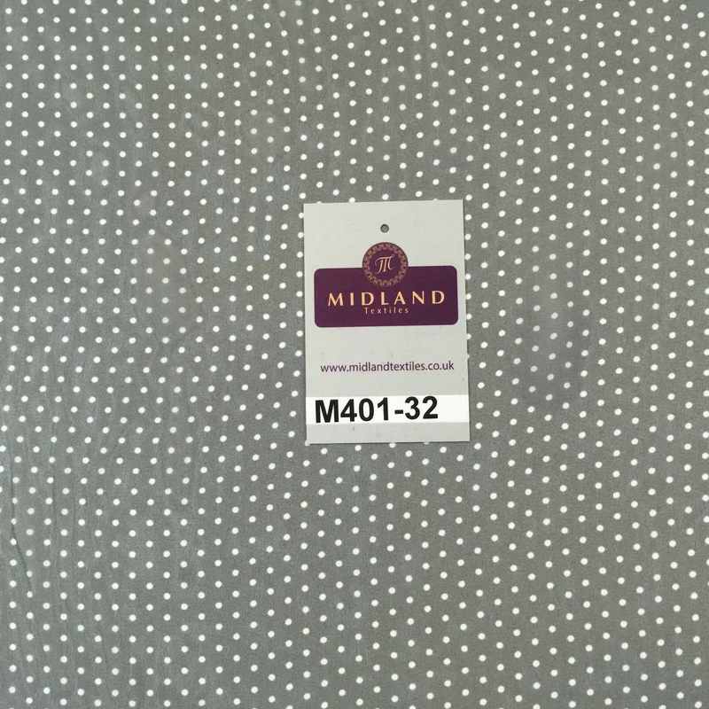 Grey and White Small Dotted Light chiffon Printed fabric 58" M401-32 Mtex