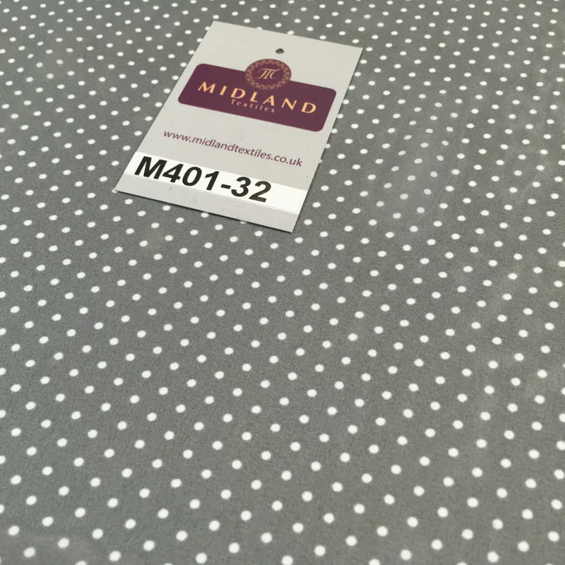 Grey and White Small Dotted Light chiffon Printed fabric 58" M401-32 Mtex