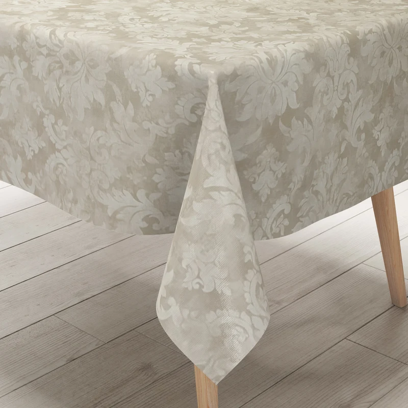 Wachstuch Tischdecke C141062 Ornamente Barock beige creme eckig rund oval Meterware