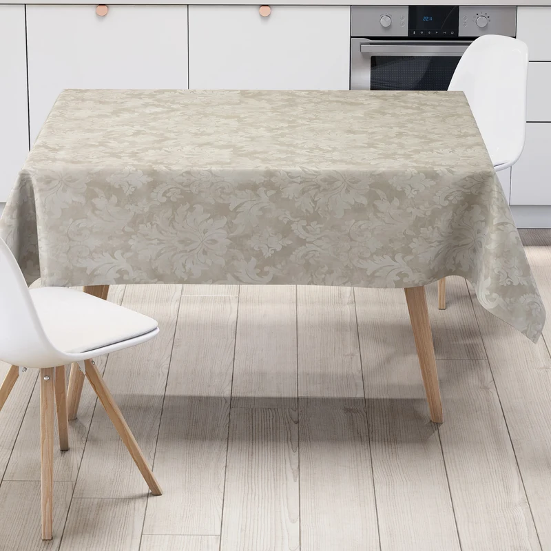 Wachstuch Tischdecke C141062 Ornamente Barock beige creme eckig rund oval Meterware