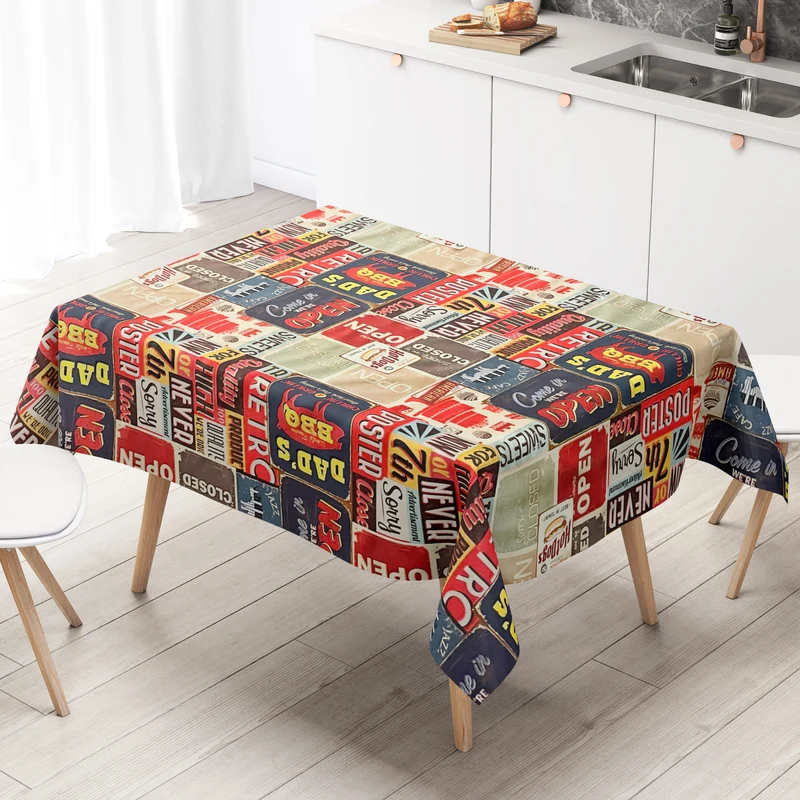 Wachstuch Tischdecke C144271 American Diner BBQ Burger Steak eckig rund oval
