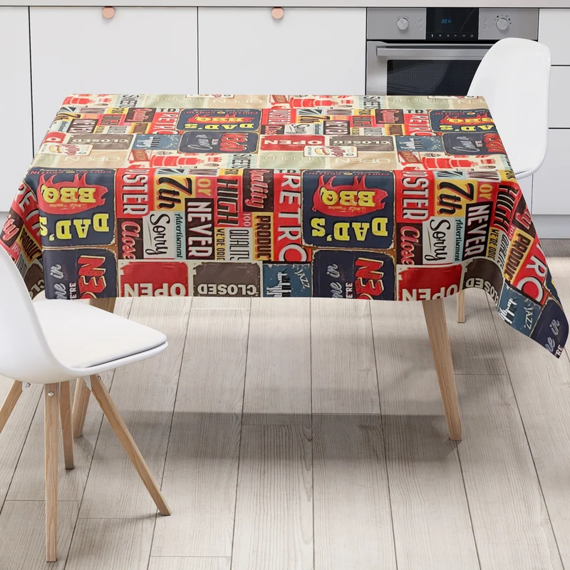 Wachstuch Tischdecke C144271 American Diner BBQ Burger Steak eckig rund oval
