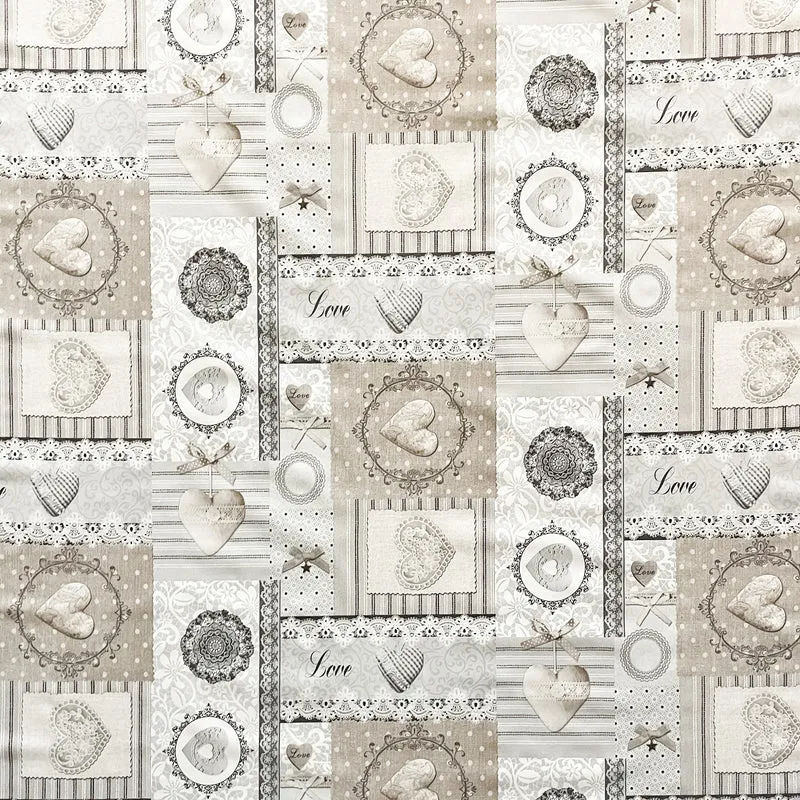 Wachstuch Tischdecke C142091 beige grau Landhaus Strick LOVE eckig rund oval