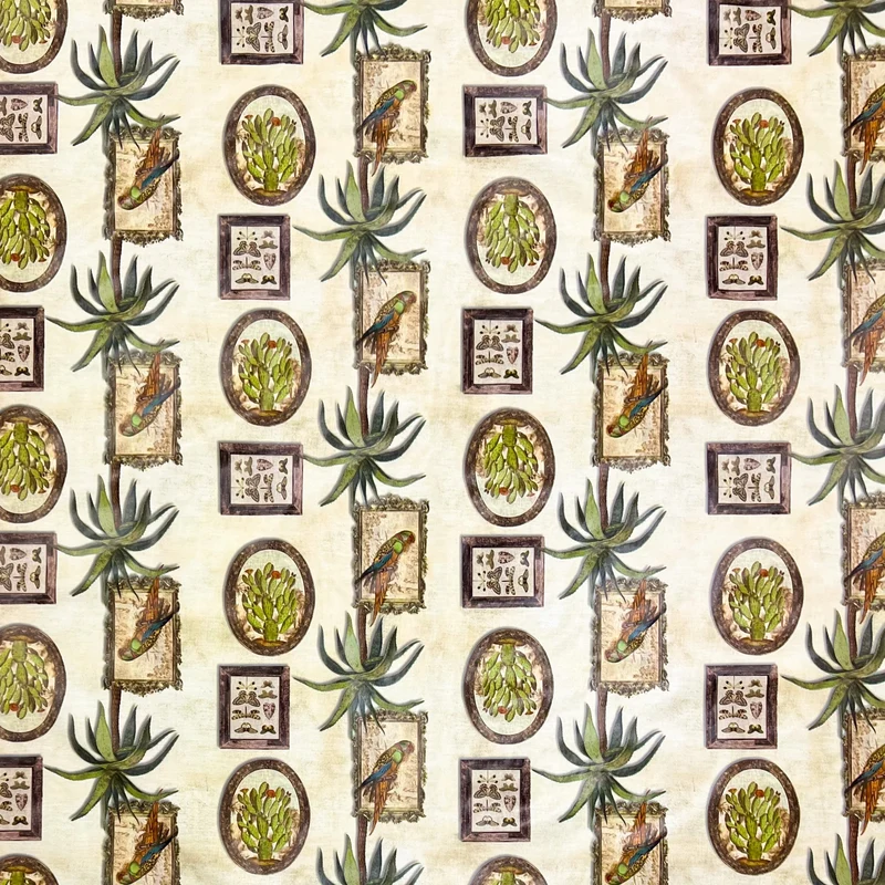 Wachstuch Tischdecke 06179-00 beige Dschungel Papagei Palmen eckig rund oval