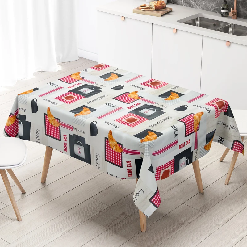 Wachstuch Tischdecke 06172-01 Croissant Frühstück Kaffee Küchenmotiv eckig rund oval