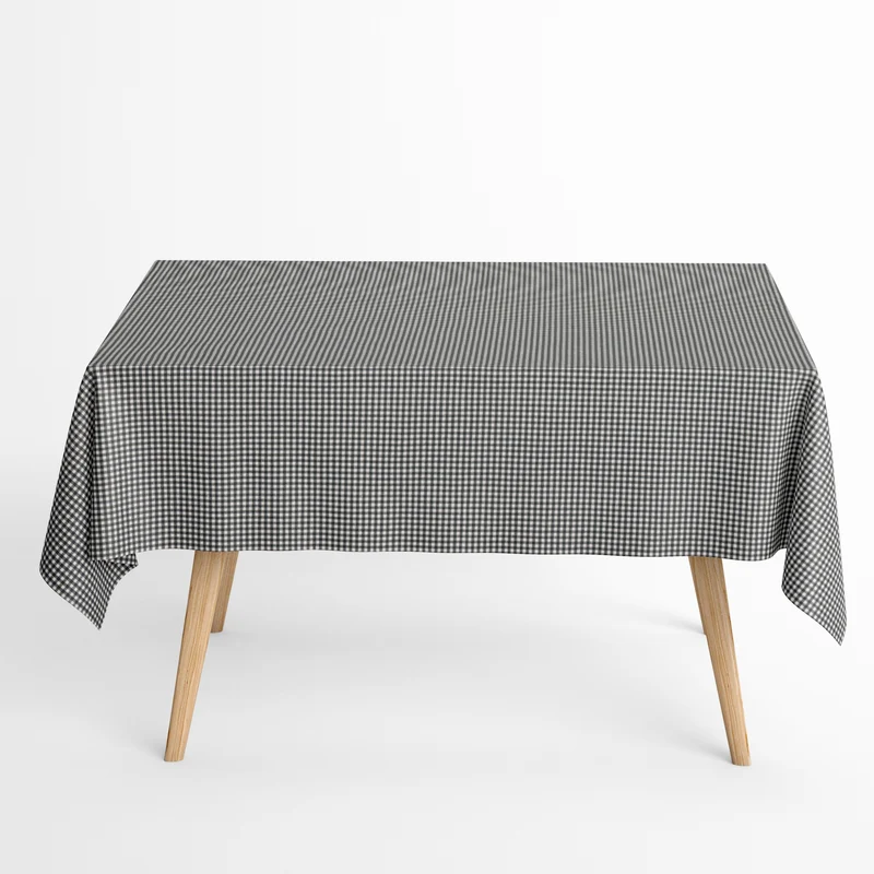 textile Tischdecke Jacquard beschichtete Baumwolle PATINIR GRIS klein kariert grau eckig rund oval