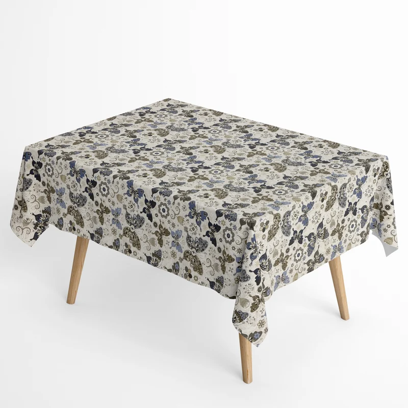 textile Tischdecke Jacquard beschichtete Baumwolle FB CHAGALL Schmetterlinge eckig rund oval