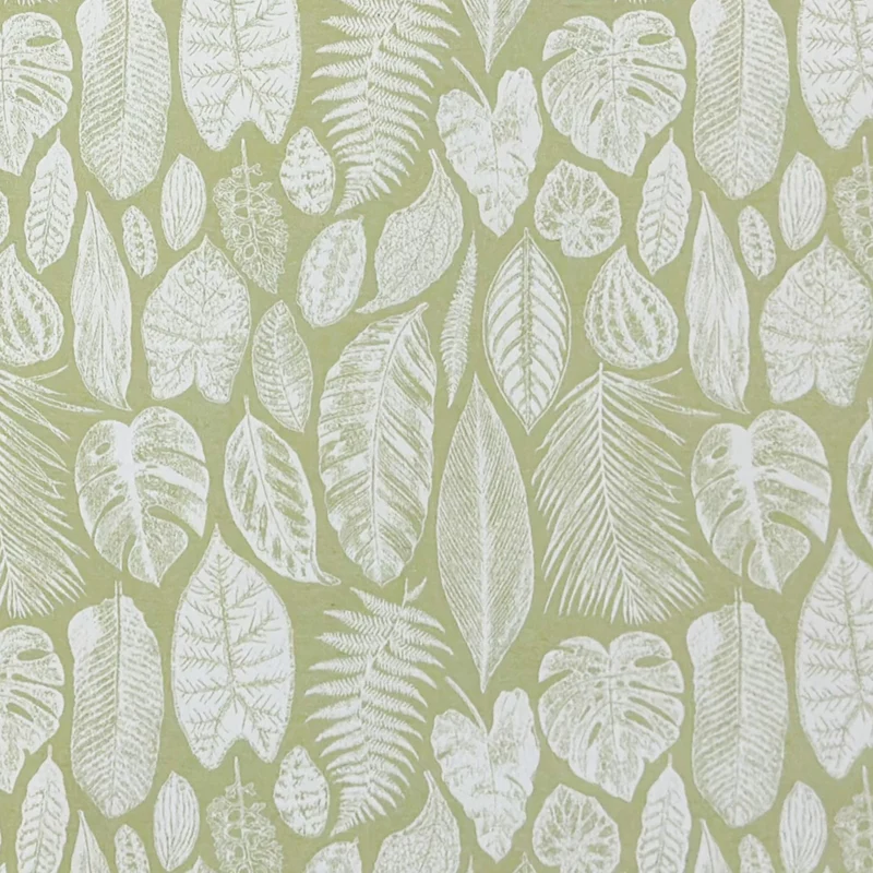 Tischdecke Jacquard beschichtete Baumwolle EDDY SELVA hellgrün Blätter Herbst eckig rund oval