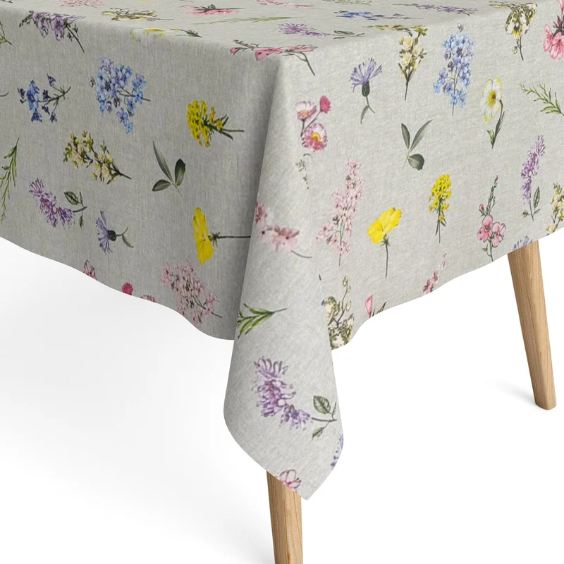 textile Tischdecke Jacquard beschichtete Baumwolle DG90 bunte Blumen eckig rund oval
