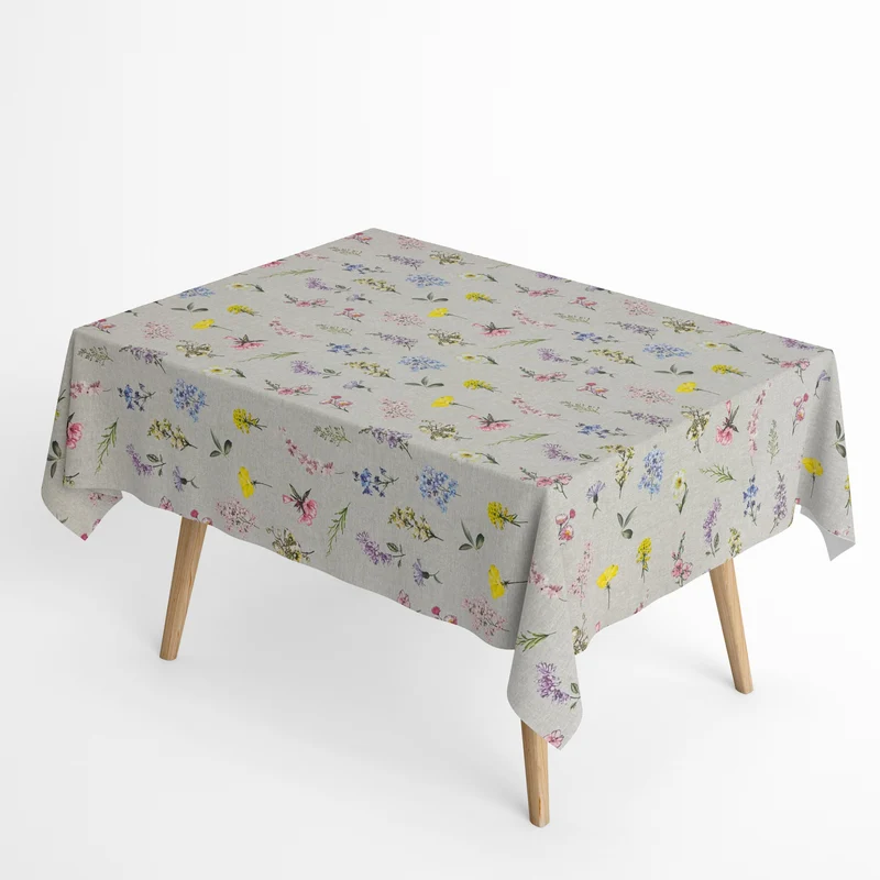 textile Tischdecke Jacquard beschichtete Baumwolle DG90 bunte Blumen eckig rund oval