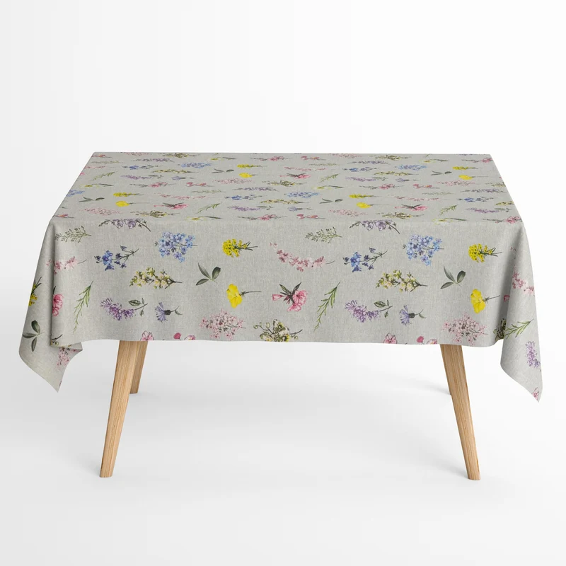 textile Tischdecke Jacquard beschichtete Baumwolle DG90 bunte Blumen eckig rund oval
