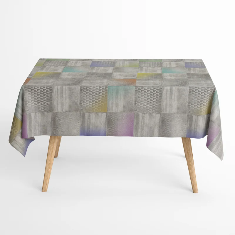 textile Tischdecke Jacquard beschichtete Baumwolle DG522 Mosaik Karo bunt eckig rund oval