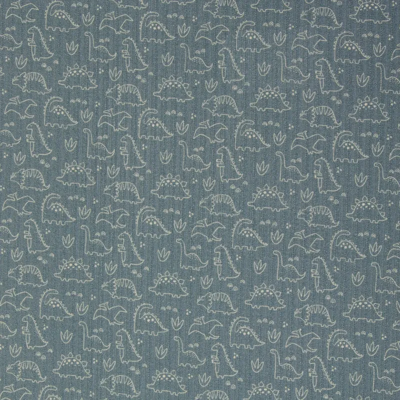 Struktur Jersey - Sevilla Dinosaurier, rauchblau - 10 cm