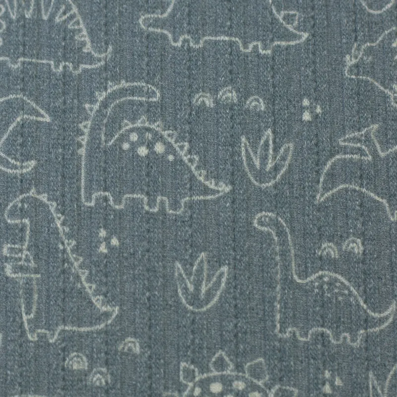 Struktur Jersey - Sevilla Dinosaurier, rauchblau - 10 cm