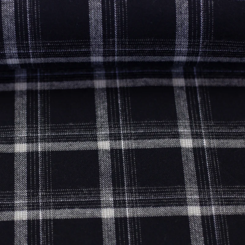 Flanell - Maverick Karo naturwei§/schwarz - 10 cm