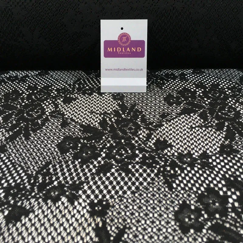 Black Floral Vintage Crochet dress Fabric 58" Wide M186-35 Mtex