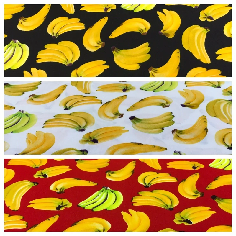 Bunches of Banana cotton poplin printed crafting fabric 44" M768 Mtex