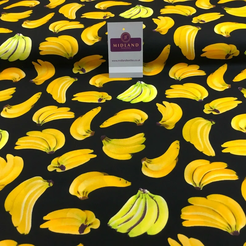 Bunches of Banana cotton poplin printed crafting fabric 44" M768 Mtex