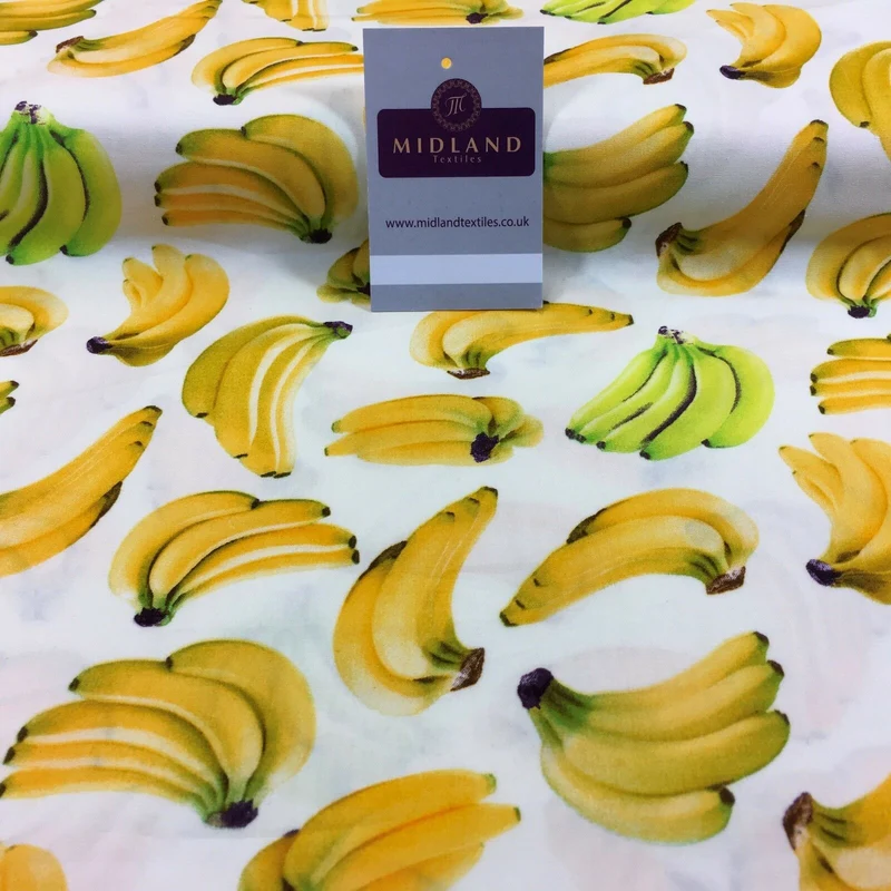 Bunches of Banana cotton poplin printed crafting fabric 44" M768 Mtex
