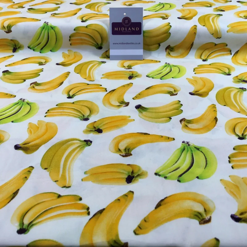 Bunches of Banana cotton poplin printed crafting fabric 44" M768 Mtex