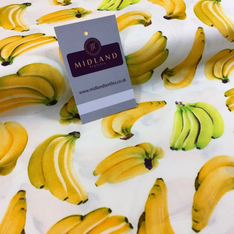 Bunches of Banana cotton poplin printed crafting fabric 44" M768 Mtex