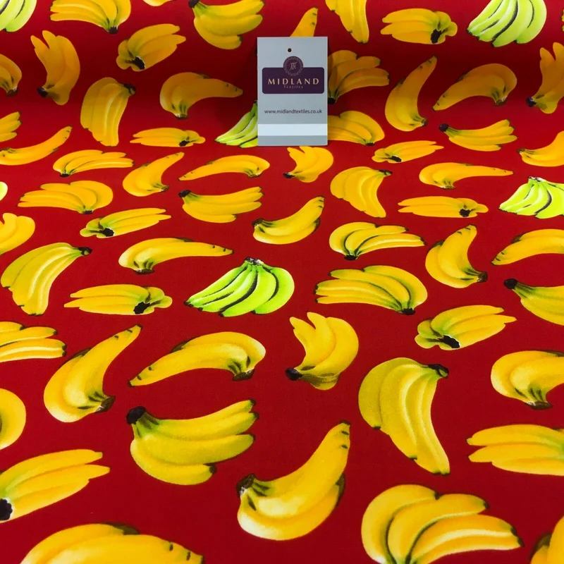 Bunches of Banana cotton poplin printed crafting fabric 44" M768 Mtex