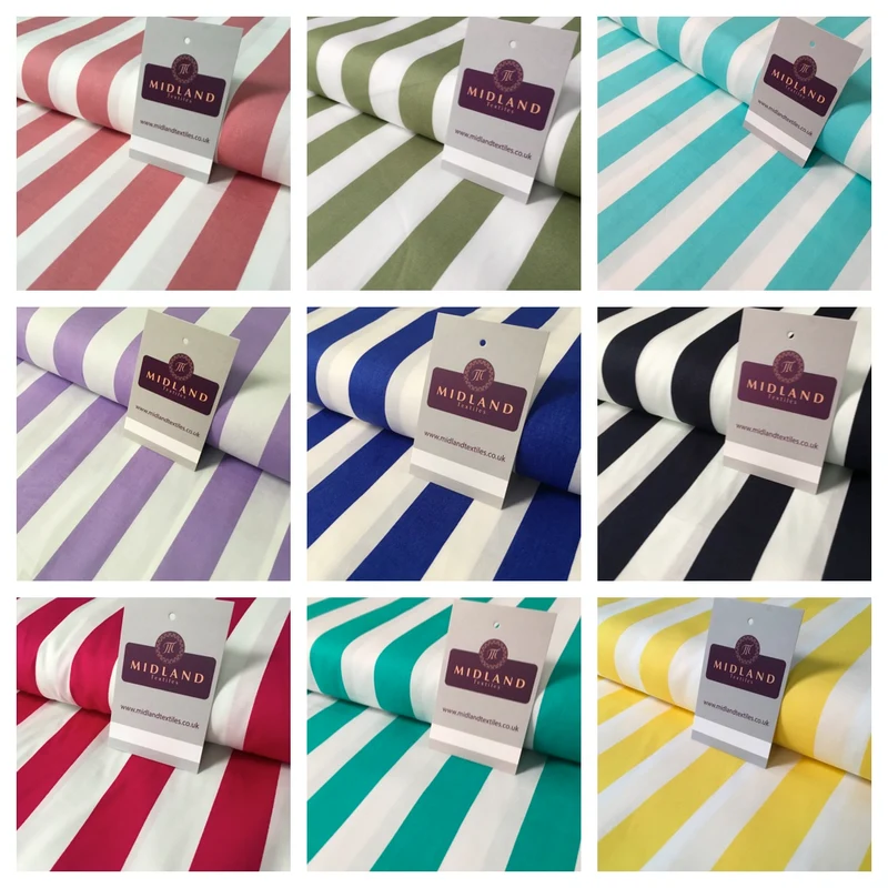 2.5cm Candy Stripped Cotton Poplin shirting, dress Fabric 44" wide MK898 Mtex
