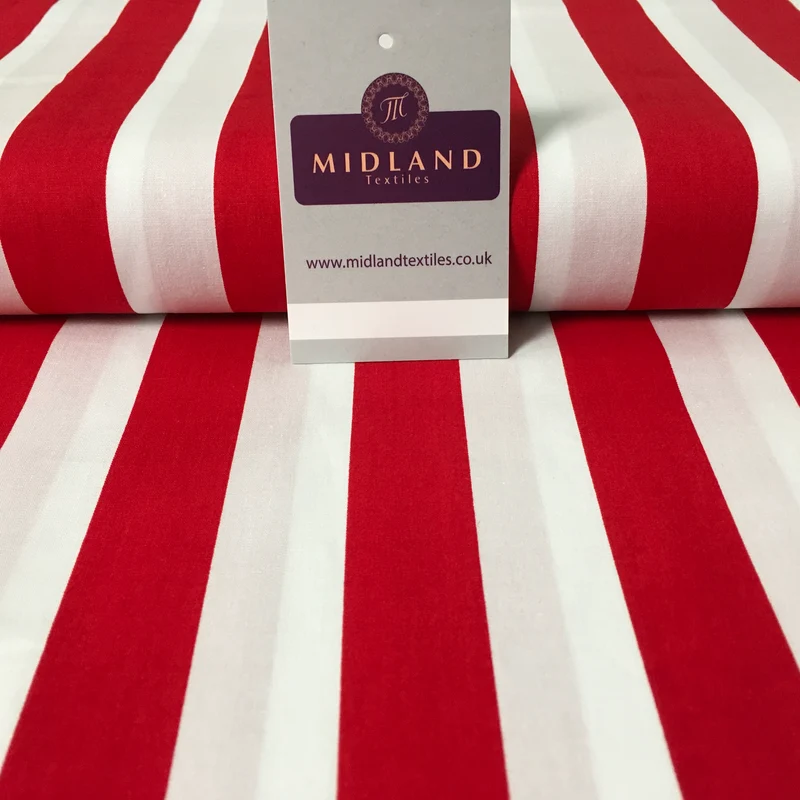 2.5cm Candy Stripped Cotton Poplin shirting, dress Fabric 44" wide MK898 Mtex