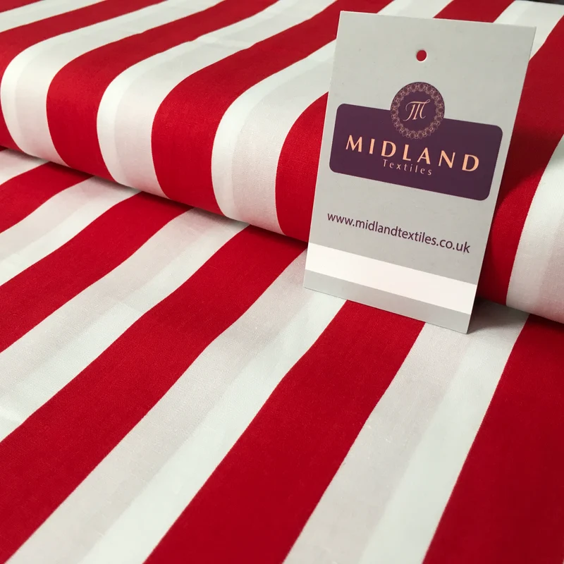 2.5cm Candy Stripped Cotton Poplin shirting, dress Fabric 44" wide MK898 Mtex