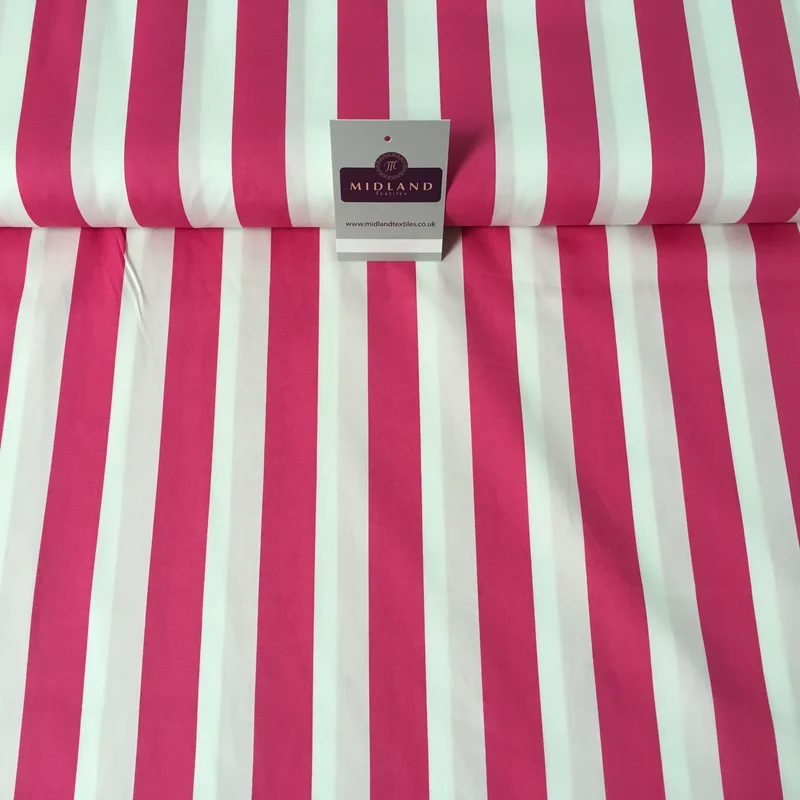 2.5cm Candy Stripped Cotton Poplin shirting, dress Fabric 44" wide MK898 Mtex