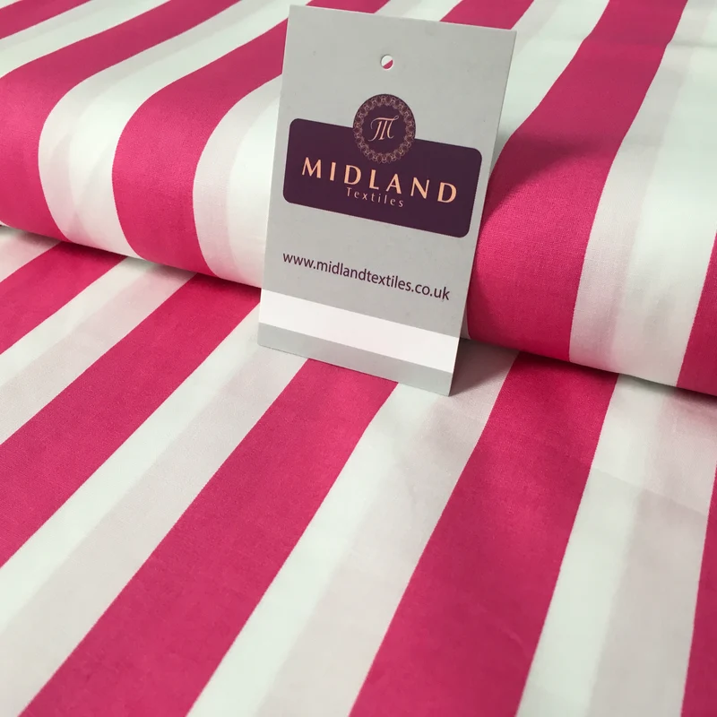 2.5cm Candy Stripped Cotton Poplin shirting, dress Fabric 44" wide MK898 Mtex