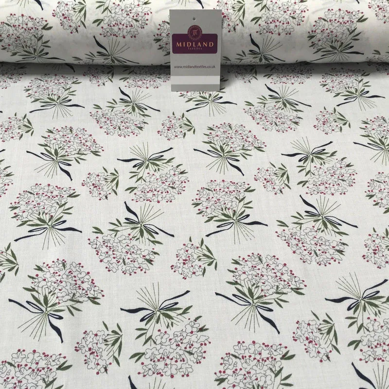 Vintage Floral Flower Bouquet printed Viscose Dress Fabric 58" wide MA885